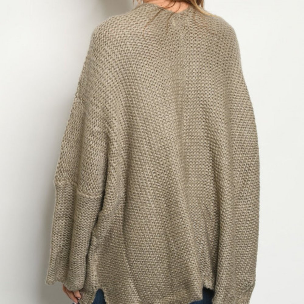 TAUPE CARDIGAN SWEATER - Picture 2 of 9